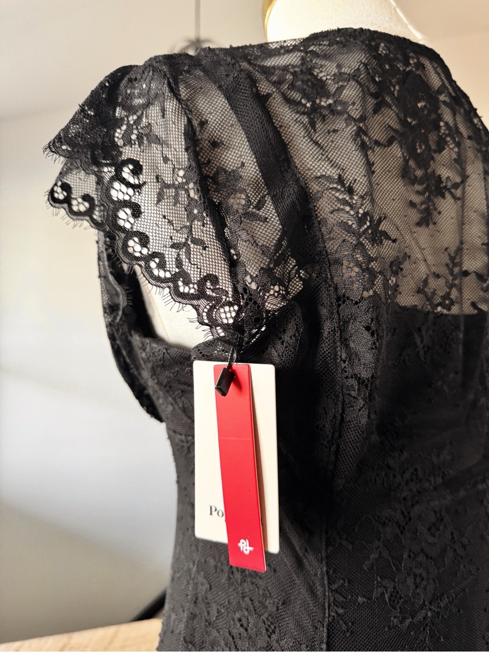 Sz L Popilush Black Shapewear Boho Floral Lace Front Slit Maxi Dress NWT - Picture 6 of 12